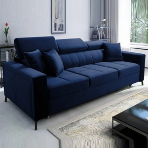 Pohovka Nausa s funkcí spaní námořnická modř nastavitelné opěrky hlavy steh a odolné proti poškrábání pohodlné při relaxaci