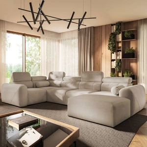 Rohová pohovka s funkcí spaní Cantare IV béžová pravá strana pečlivě zpracovaná rohová sedačka do obývacího pokoje poskytuje komfort a pohodlí