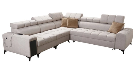 Rohová sedací souprava s funkcí spaní Bolmso III šedá levá rohová sedací souprava s kontejnery na lůžkoviny s plnovýsuvnou zásuvkou v boku nábytku