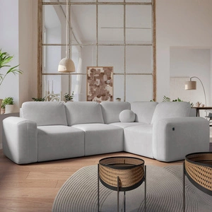 Rohová sedací souprava s funkcí spaní Arbon II šedý jasan pravá rohová sedací souprava stylový design výrazný zaoblený tvar nádoba na lůžkoviny