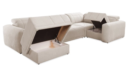 Rohová sedací souprava s funkcí spaní Cetara IV hnědá levá strana stylový rohový design s posuvnými opěradly dvě nádoby na lůžkoviny