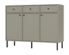 Zásuvková komoda Kioto II 125 cm eukalyptus minimalistický tvar ideální komoda do ložnice nebo obývacího pokoje černé úchyty