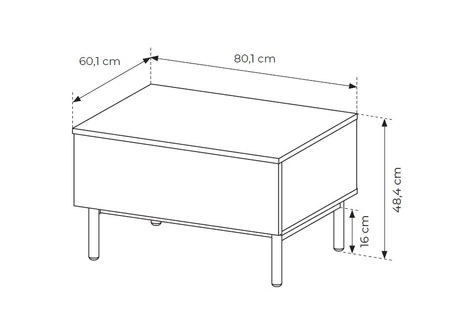 Konferenční stolek Clovis černý / dub evokuje elegantní design konferenčního stolku s prostornou zásuvkou na stabilní podnoži
