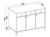 Zásuvková komoda Kioto I 125 cm eukalyptus minimalistický tvar ideální komoda do obývacího pokoje nebo ložnice černé doplňky