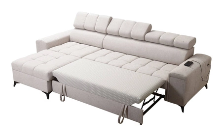 Rohová sedací souprava s funkcí spaní Zelená levá rohová sedací souprava Bolmso se dvěma kontejnery na lůžkoviny s praktickou zásuvkou v boční části nábytku