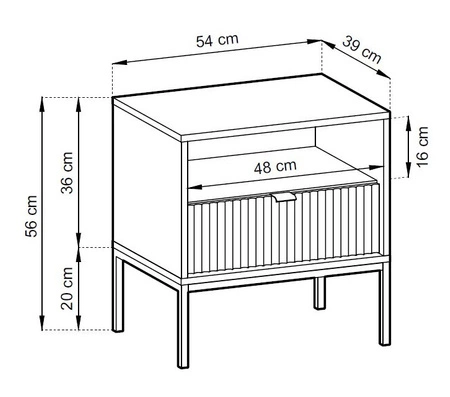 Lovro noční stolek se zásuvkou pastelově zelený vkusný drážkovaný dekor ideální skříňka do ložnice zlatá hrana rukojeť
