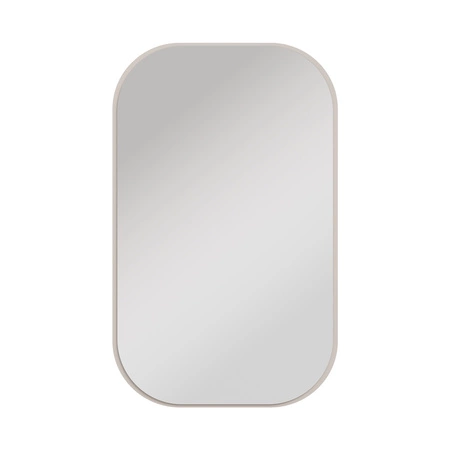 Závěsné zrcadlo Ovalio 68 cm béžové funkční doplněk k toaletnímu stolku zrcadlo do předsíně a šatny s neobvyklým tvarem