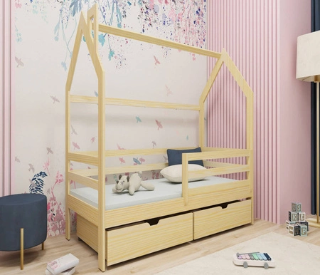 Dřevěná postel Dale 80x160 cm borovice moderní design dětská postel z masivního borovicového dřeva dětský domeček postel