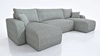 Rohová sedací souprava s funkcí spaní Fiesta U světle šedá stylová rohová sedací souprava se zajímavým tvarem odolná manšestrová látka nádoba na lůžkoviny