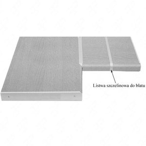 Drážkovaná lišta pro celkové kuchyňské pracovní desky 38 mm hliník