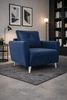 Křeslo Felicie námořnická modř elegantní křeslo do obývacího pokoje s prostorným a měkkým sedákem dřevěné nohy dodávají optickou lehkost