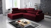 Rohová sedací souprava s funkcí spaní Nausa III vínová levá sametová stylová pohodlná rohová sedací souprava nastavitelné opěrky hlavy kontejner na lůžkoviny