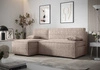 Rohová sedací souprava s funkcí spaní Brandon béžová levá strana měkká tkanina s charakteristickou smyčkovou povrchovou nádobou na lůžkoviny