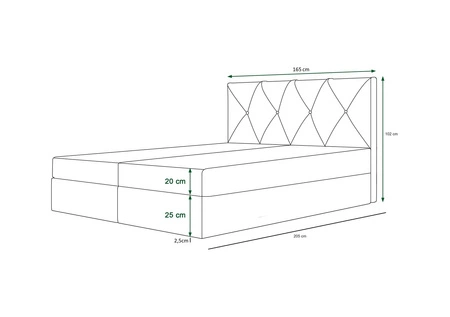 Modrá kontinentální postel Arvada 160x200 v moderním skandinávském stylu s čalouněným čelem