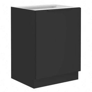 Stojící kuchyňská skříňka s policí černá 60 D 1F BB kovová hrana úchytka skříňka odolná proti vlhkosti a poškození