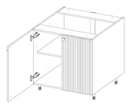 Stojící kuchyňská skříňka s policí Verdi 80 D 2F BB kovová úchytka skříňka odolná proti vlhkosti a poškození