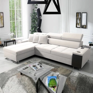 Rohová rozkládací pohovka Dafni ivory levá sametová pohodlnost a funkčnost při každodenním odpočinku