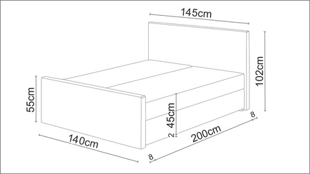 Hnědá kontinentální postel Kansas 140x200 ve skandinávském moderním stylu s prošíváním zakončeným krystaly