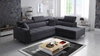 Rohová sedací souprava s funkcí spaní Nausa III grafitový pravý roh sametová stylová pohodlná rohová sedací souprava nastavitelné opěrky hlavy nádoba na lůžkoviny