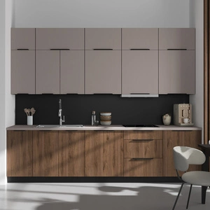 Sada kuchyňského nábytku Tarraco / Brianza 300 cm kovové hrany úchytek skříňky vypadají skvěle v moderních interiérech