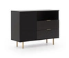 Komoda Sula 107 cm černá elegantní a funkční komoda s ozdobným drážkovaným čelem obohaceným kovovými úchyty