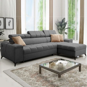 Rohová sedací souprava s funkcí spaní Bolmso grafitová pravá rohová sedací souprava se dvěma nádobami na lůžkoviny praktická zásuvka v boční části nábytku