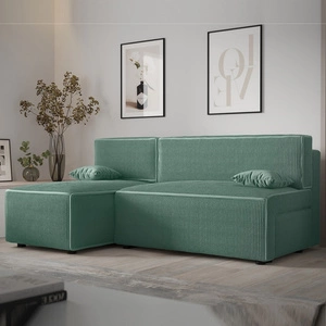 Rohová sedací souprava s funkcí spaní Brandon patina levá trojrozměrná tkanina s výrazným pruhem nádoby na lůžkoviny