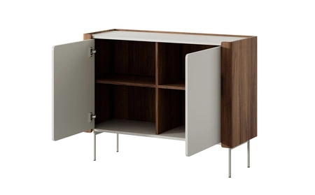 Komoda Tantuni 105 cm warmia ořech / béžová stylová a elegantní komoda se zaoblenými čely stabilní kovové nohy