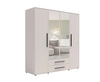 Zrcadlová šatní skříň Maxione 198 cm béžová prostorná šatní skříň do ložnice, pokoje pro mladé nebo předsíně obohacená o zásuvky