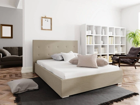 Čalouněná postel Bejar 160x200 tmavě béžová s čelem v moderním stylu ideální do ložnice