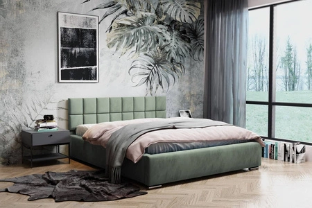 Čalouněná postel Nessa 140x200 mint Stylová postel s úložným prostorem na lůžkoviny Pohodlný podhlavník zaujme svým elegantním designem