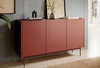 Komoda Vellore 144 cm cihlová elegantní komoda s výrazným charakterem se sníženou horní deskou v dubovém odstínu kovové nohy