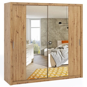 Zrcadlová posuvná skříň Rico 220 cm dub řemeslný funkční nábytek v klasickém stylu skříň určená do ložnice nebo předsíně