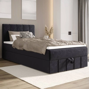 Kontinentální postel Casey 100x200 grafit v moderním skandinávském stylu s čalouněným čelem postele s úložným boxem