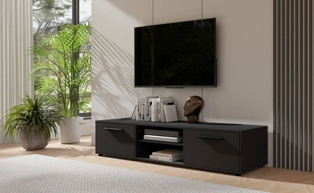 RTV skříňka Maxione 190 cm černá prostorná TV skříňka v klasickém stylu jednoduchá konstrukce univerzální barvy