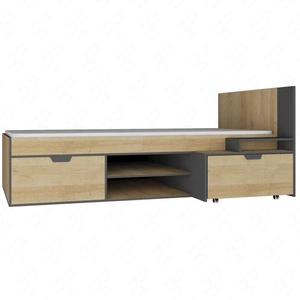 Postel s kontejnerem Nano 90x200 cm grafit / dub riviera ideální do dětského pokoje a pokoje pro teenagery lemování zakončené speciální dýhou