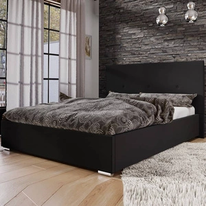 Černá čalouněná postel Burgos 140x200 s čelem v moderním stylu ideální do ložnice