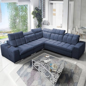 Rohová sedačka s funkcí spaní Luigi III modrá levá pohodlná rohová sedačka do obývacího pokoje ideální pro každodenní relaxaci