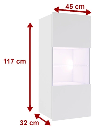 Závěsná vitrína Apulia 45 cm lesklá černá Minimalistický design Stylová vitrína do obývacího pokoje Jednoduchý design, který se hodí do každého interiéru