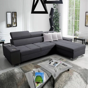 Rohová rozkládací pohovka Dafni šedá levá pletená pohodlí a funkčnost při každodenním odpočinku