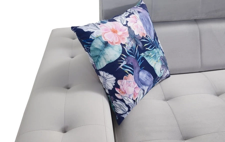 Rohová pohovka s funkcí spaní Hampton II béžová pravá strana stylová rohová rozkládací pohovka měkké čalounění typ látky samet