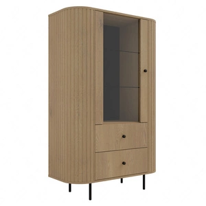 Vitrína Ovalio 97 cm dub cremona stylový design bezpečné tvrzené sklo vitrína oválného tvaru s ozdobným frézováním