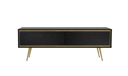 Nábytková sestava Nevea black graphite elegantní nábytek do obývacího pokoje s výraznými barvami bezúchytkové skříňky obohacené designovým lemováním