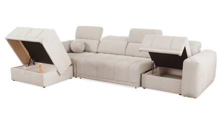 Rohová sedací souprava s funkcí spaní Cetara XII šedohnědá levá stylový design pohodlná posuvná opěradla dvě nádoby na lůžkoviny