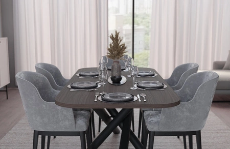 Lyon stůl 90x185 cm wisconsin ořech / černý stylový jídelní stůl na designových pavoučích nohách výškově nastavitelný