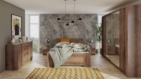 Zrcadlová posuvná skříň Rico 220 cm dub klášterní funkční nábytek v klasickém stylu skříň určená do ložnice nebo předsíně