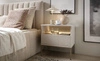 Noční stolek se zásuvkou Amma béžový vkusný drážkovaný dekor LED osvětlení ideální skříňka do ložnice