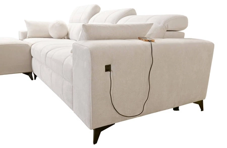 Rohová sedací souprava s funkcí spaní Penejos losos levý elegantní rohová sedací souprava s úložným prostorem na lůžkoviny pohodlné nastavitelné opěrky hlavy