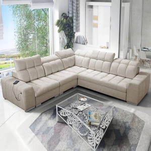 Luigi III rohová pohovka s funkcí spaní béžová levá pohodlná rohová pohovka do obývacího pokoje ideální pro každodenní relaxaci