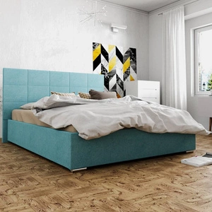 Čalouněná postel Eljas 140x200 modrá s čelem v moderním stylu ideální do ložnice